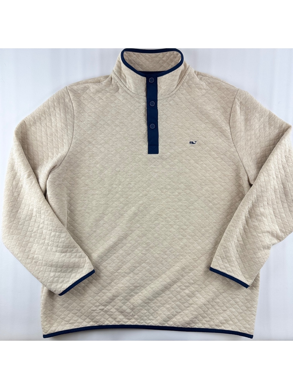 Vineyard Vines - Men’s XXL Quilted Quarter Zip - Cream and Beige